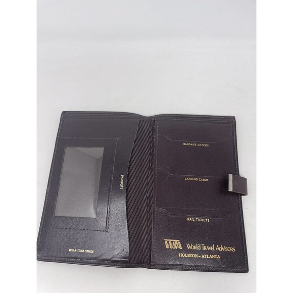 World Travel Advisors Mello Touch Cowhide Passport Baggage Rail Tickets Landing - Picture 5 of 9